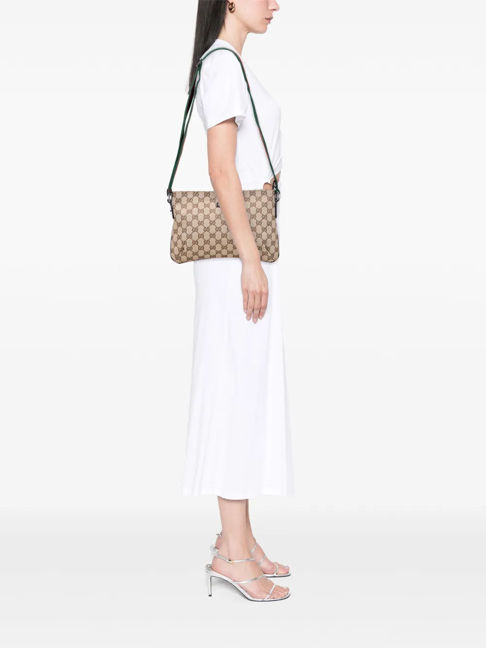 Pre-owned Gucci 2000-2015 Gg Canvas Web Crossbody Bag In Brown