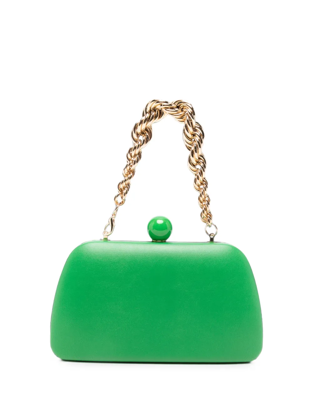 Velvet Clutch Nora in pelle con catena - Verde