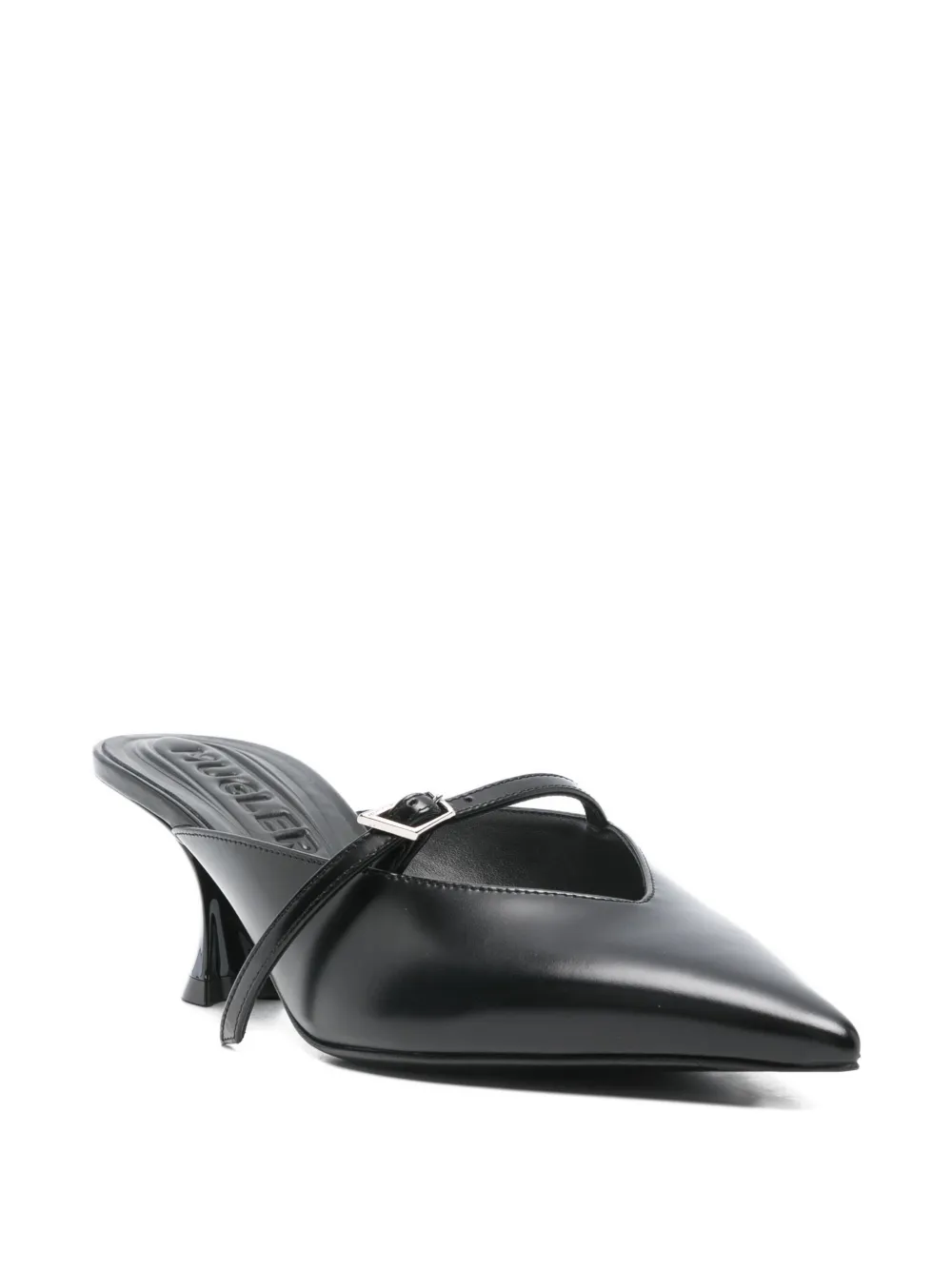 Mugler 70mm Leather Heeled Sandals In Black