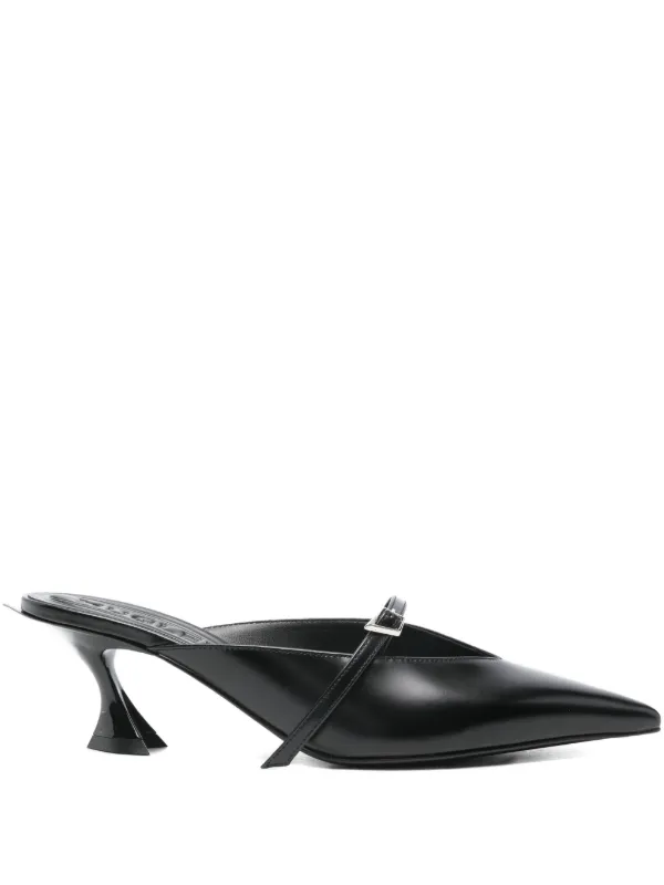 Mugler 70mm Leather Heeled Sandals in Black