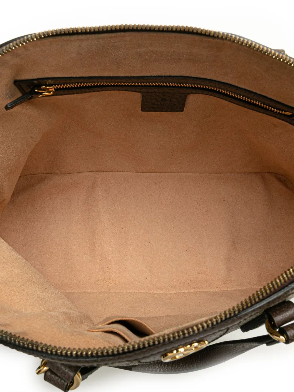 Pre-owned Gucci 2016-2025 Medium Gg Supreme Ophidia Web Satchel In Brown