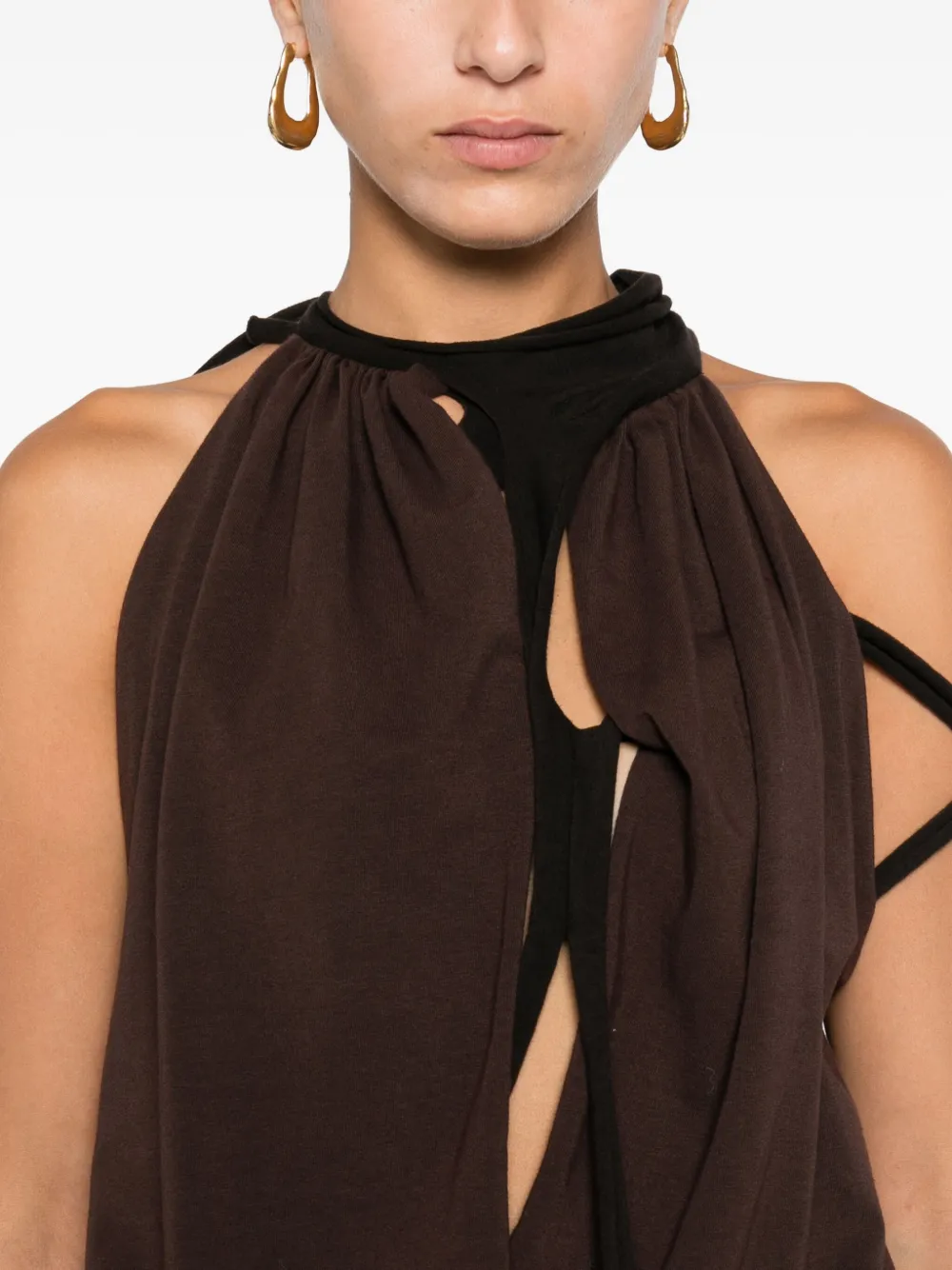 Ottolinger Ballon jurk met halszak Bruin