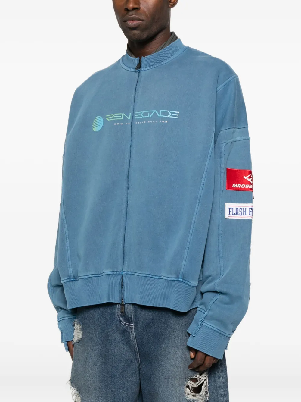 Martine Rose Zip-up Panelled Sweatshirt In Blue