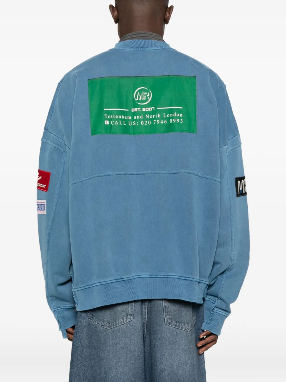 Martine Rose Zip-up Panelled Sweatshirt In Blue