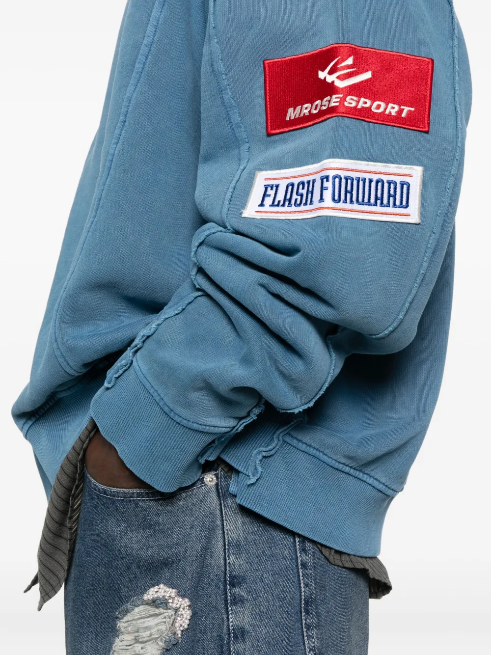 Martine Rose Zip-up Panelled Sweatshirt In Blue