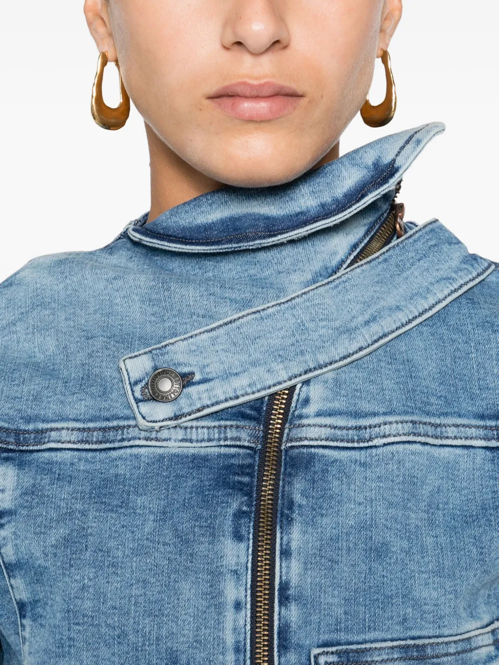 Ottolinger Frayed Denim Jacket In Blue