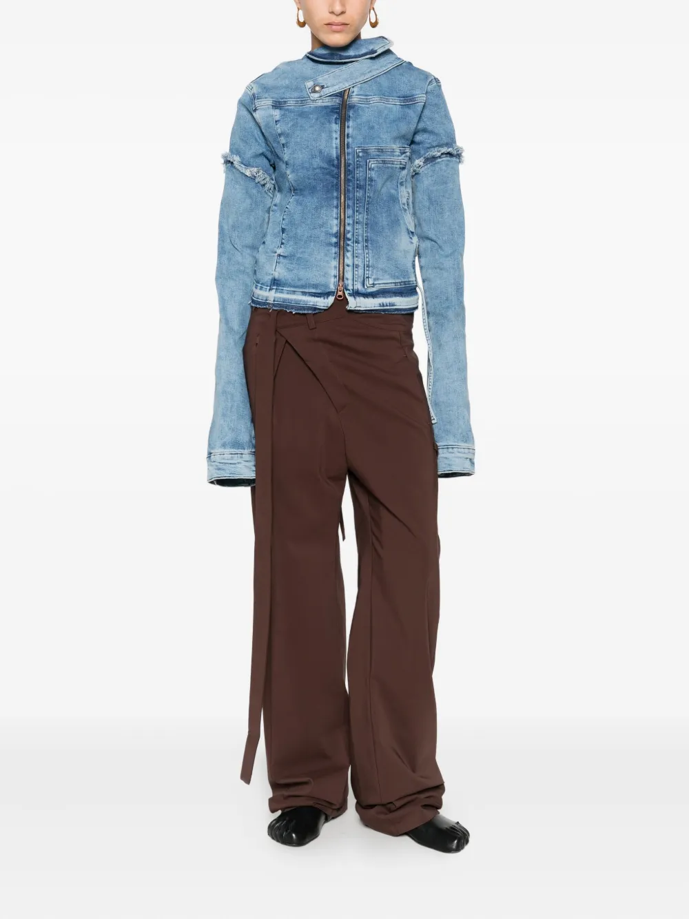 Ottolinger Frayed Denim Jacket In Blue