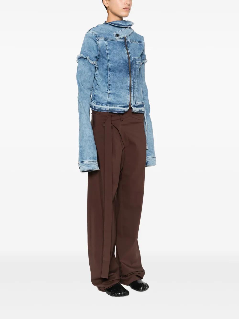 Ottolinger Frayed Denim Jacket In Blue