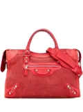 Balenciaga Pre-Owned 2013 Lambskin Trimmed Canvas Motocross City Giant 12 satchel - Red