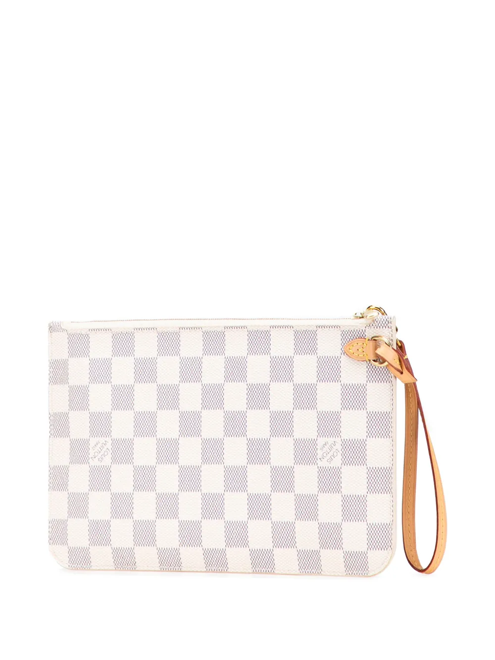 Pre-owned Louis Vuitton 2016 Damier Azur Neverfull Mm Pouch In White