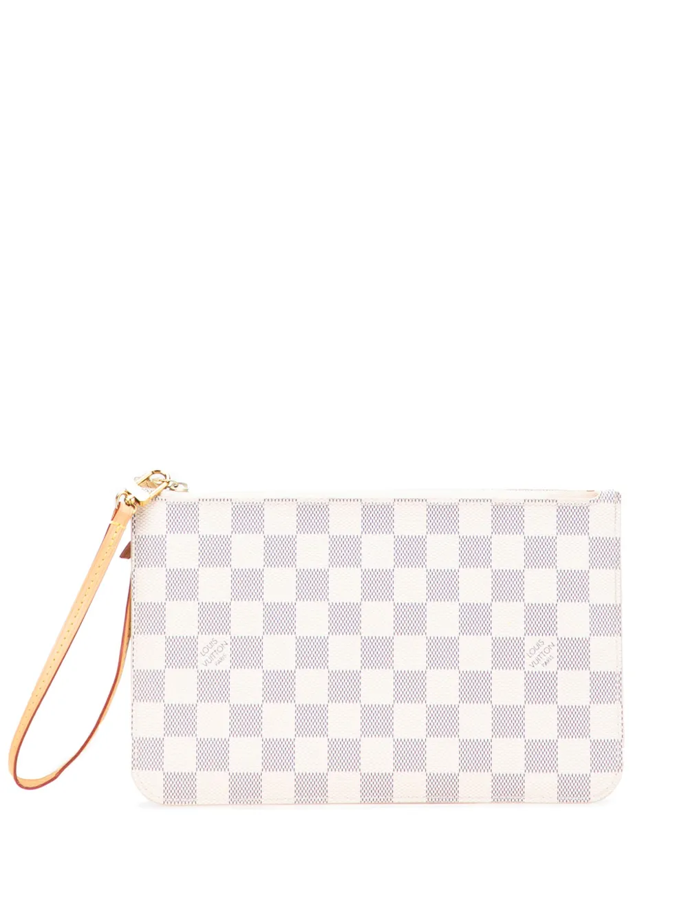 Pre-owned Louis Vuitton 2016 Damier Azur Neverfull Mm Pouch In White