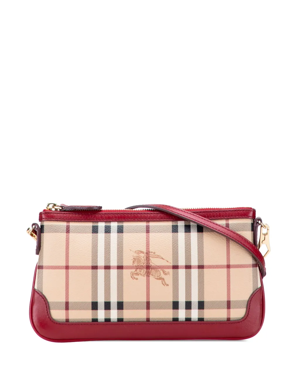 Pre-owned Burberry 2000-2010 Haymarket Check Coated Canvas Peyton Crossbody Bag In Brown