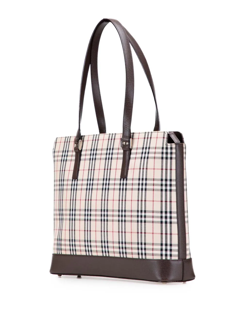 Pre-owned Burberry 2000-2017 House Check Canvas Tote Bag In Brown