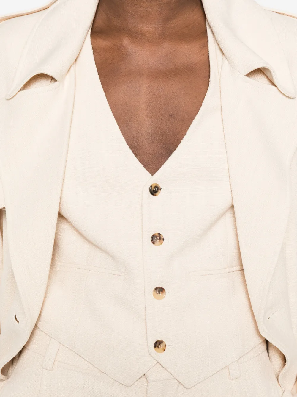 WARDROBE.NYC Gilet met knopen Beige