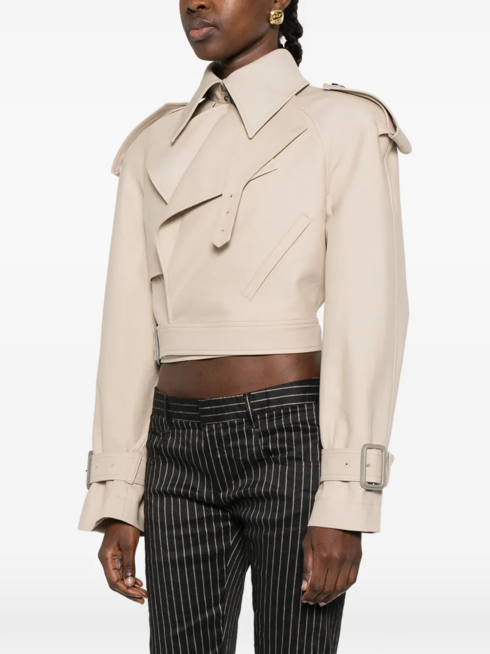 WARDROBE.NYC Drill Perfect trenchjack met gespsluiting Beige