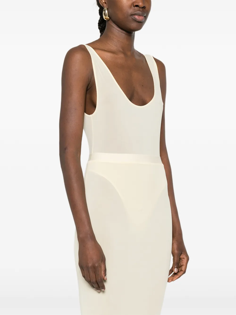  Wardrobe.nyc Sheer Tank Bodysuit - Neutrals 