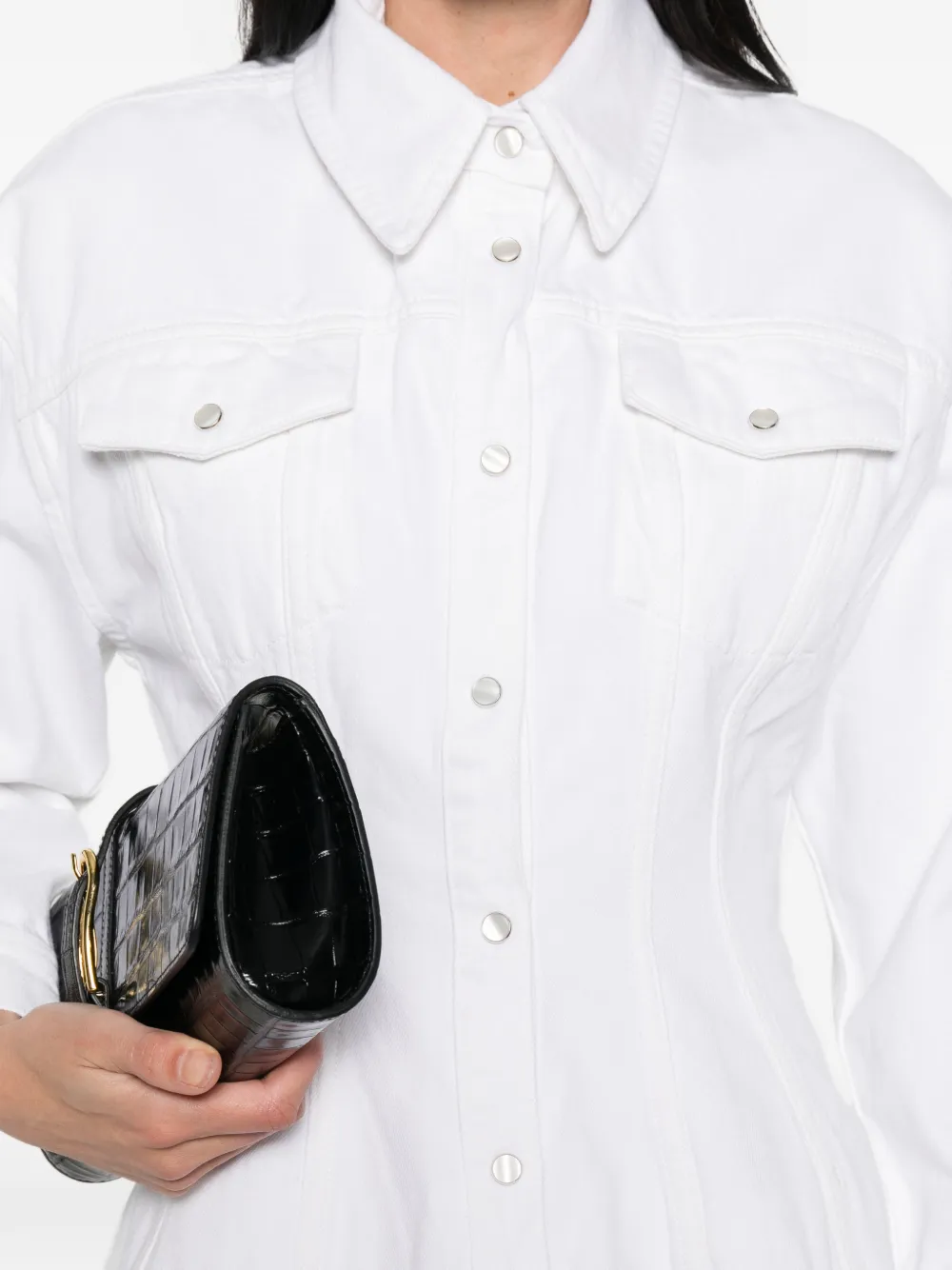 WARDROBE.NYC Denim jack met contour Wit