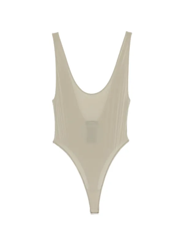 WARDROBE.NYC Sheer Tank Bodysuit in Neutrals