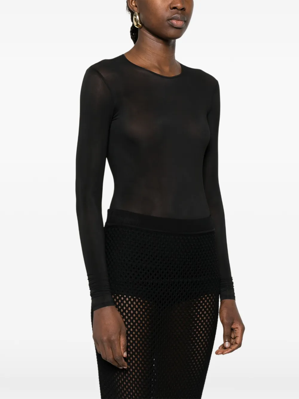  Wardrobe.nyc Sheer Long-sleeve Bodysuit - Black 