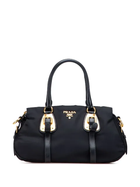 Prada Pre-Owned 2000-2025 Soft Calf Trimmed Tessuto satchel