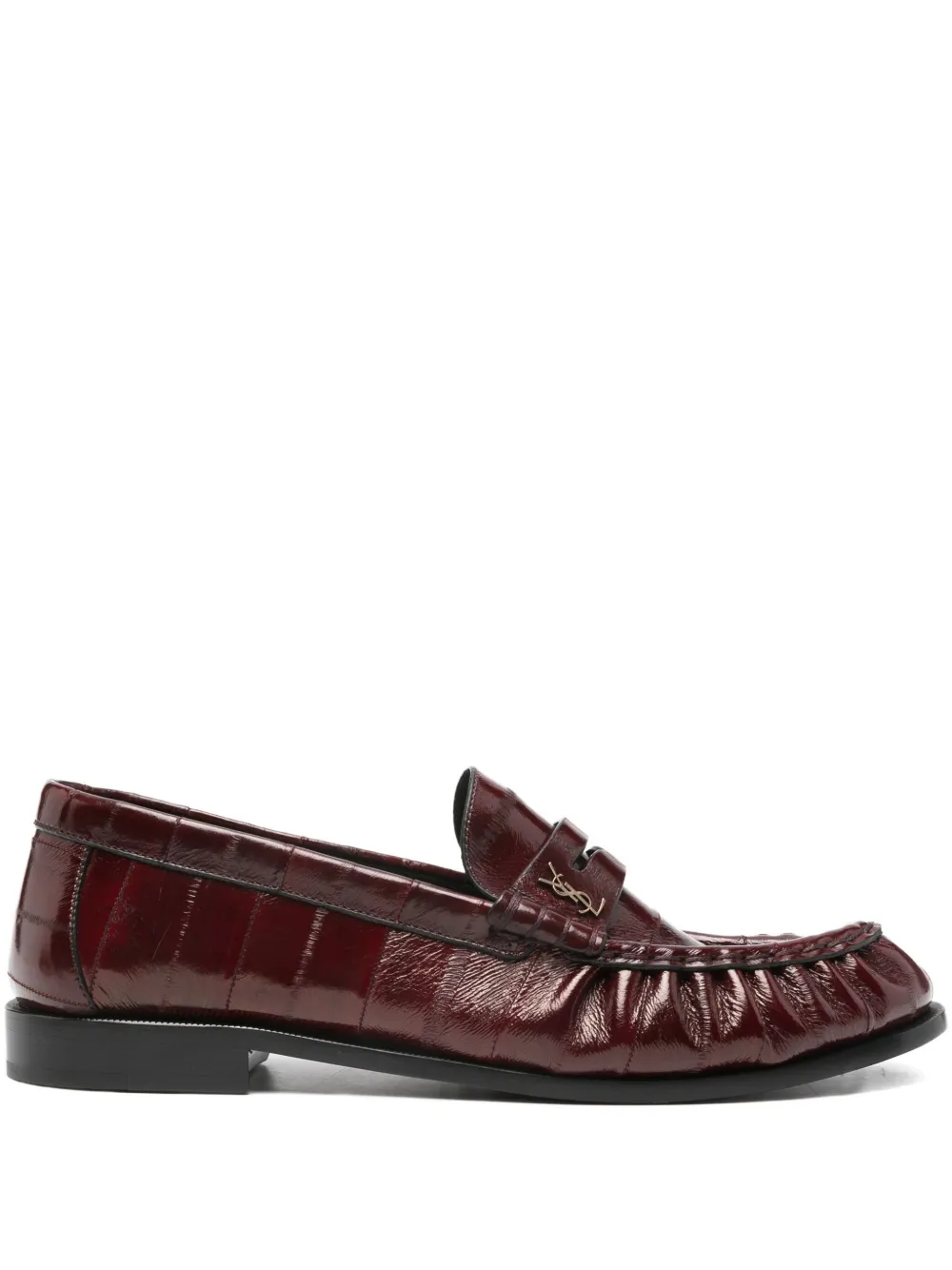 Saint Laurent crocodile-effect loafers Red