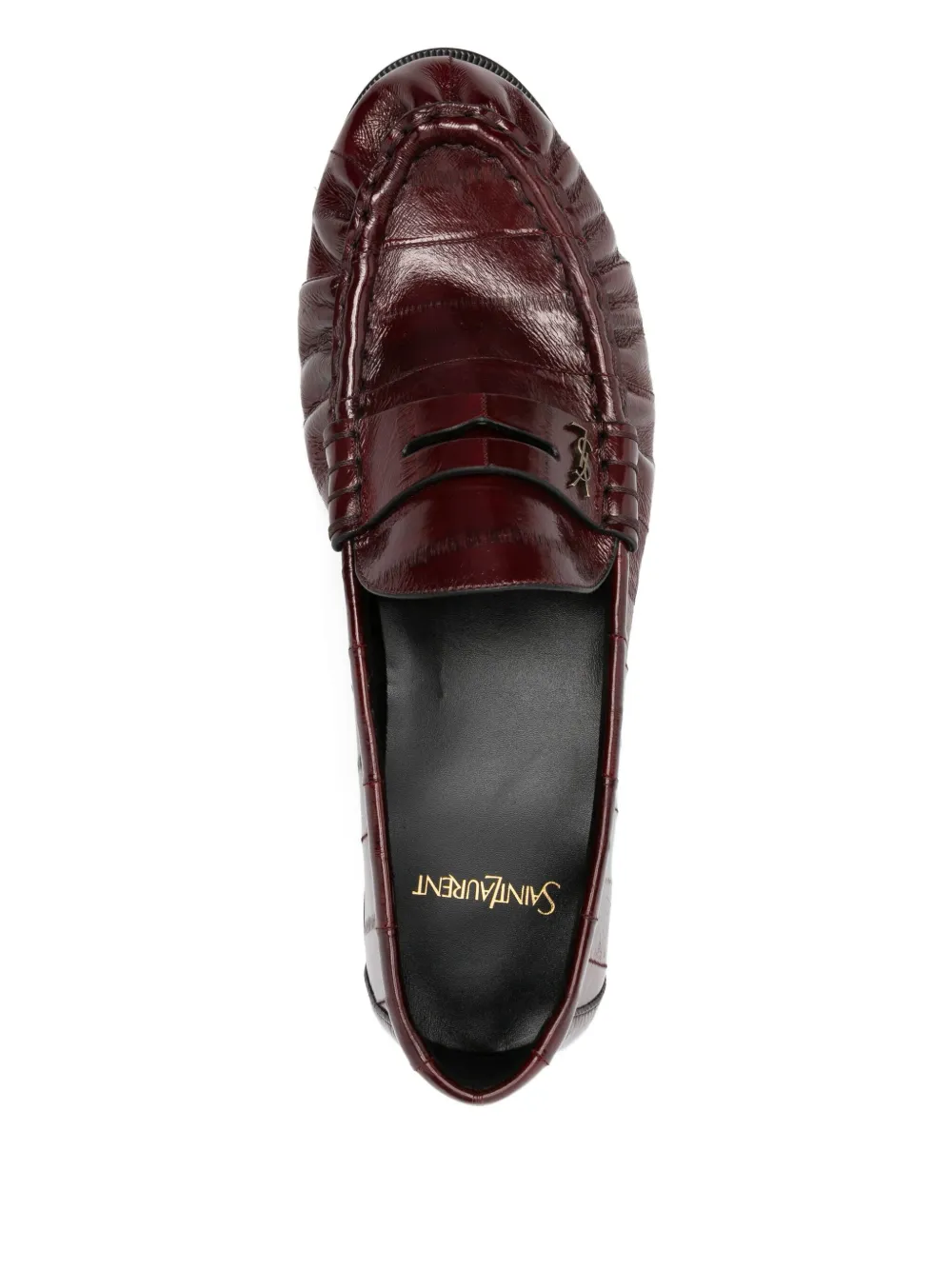 Saint Laurent Crocodile-effect Loafers In Brown