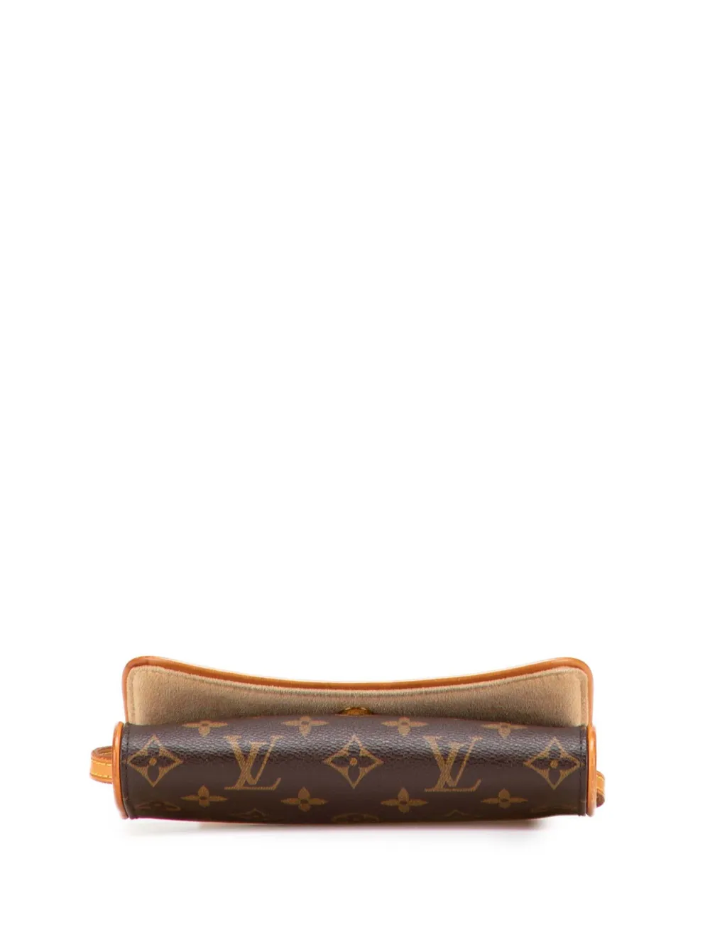 Pre-owned Louis Vuitton 2000 Monogram Pochette Twin Pm Crossbody Bag In Brown