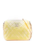 CHANEL Pre-Owned 2014-2015 Quilted Patent Chain Double Zip crossbody bag - Yellow