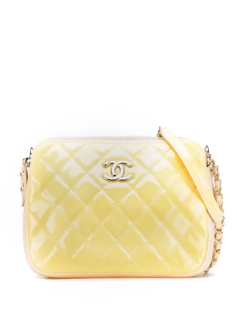 CHANEL Pre-Owned 2014-2015 Quilted Patent Chain Double Zip crossbody bag
