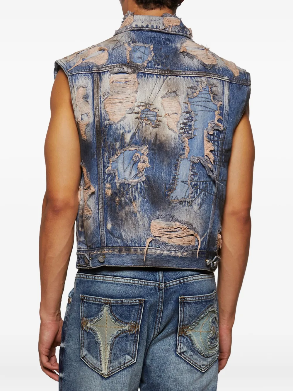 THUG CLUB Gerafelde bodywarmer Blauw