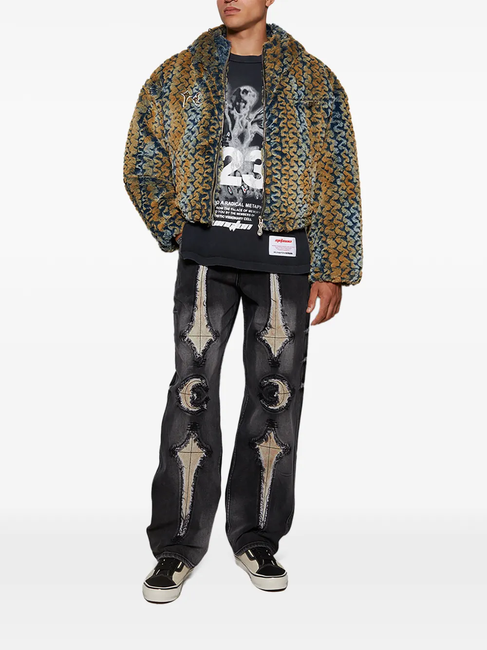 THUG CLUB wavy leopard-pattern fur jacket | Bomber Jackets | Image 2