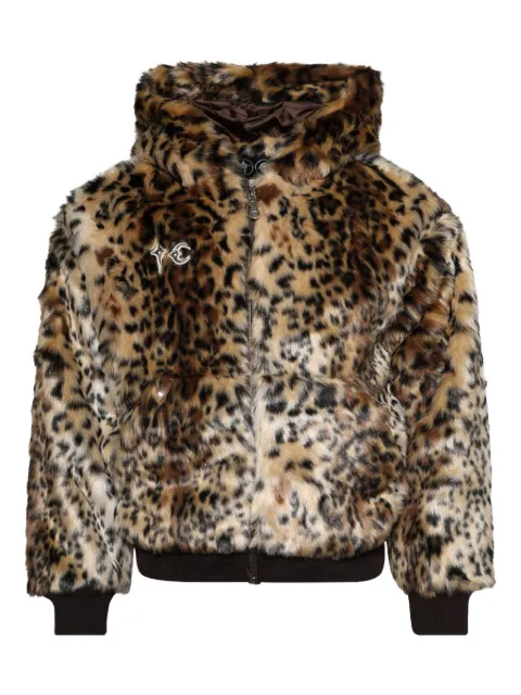 THUG CLUB animal-print hooded jacket