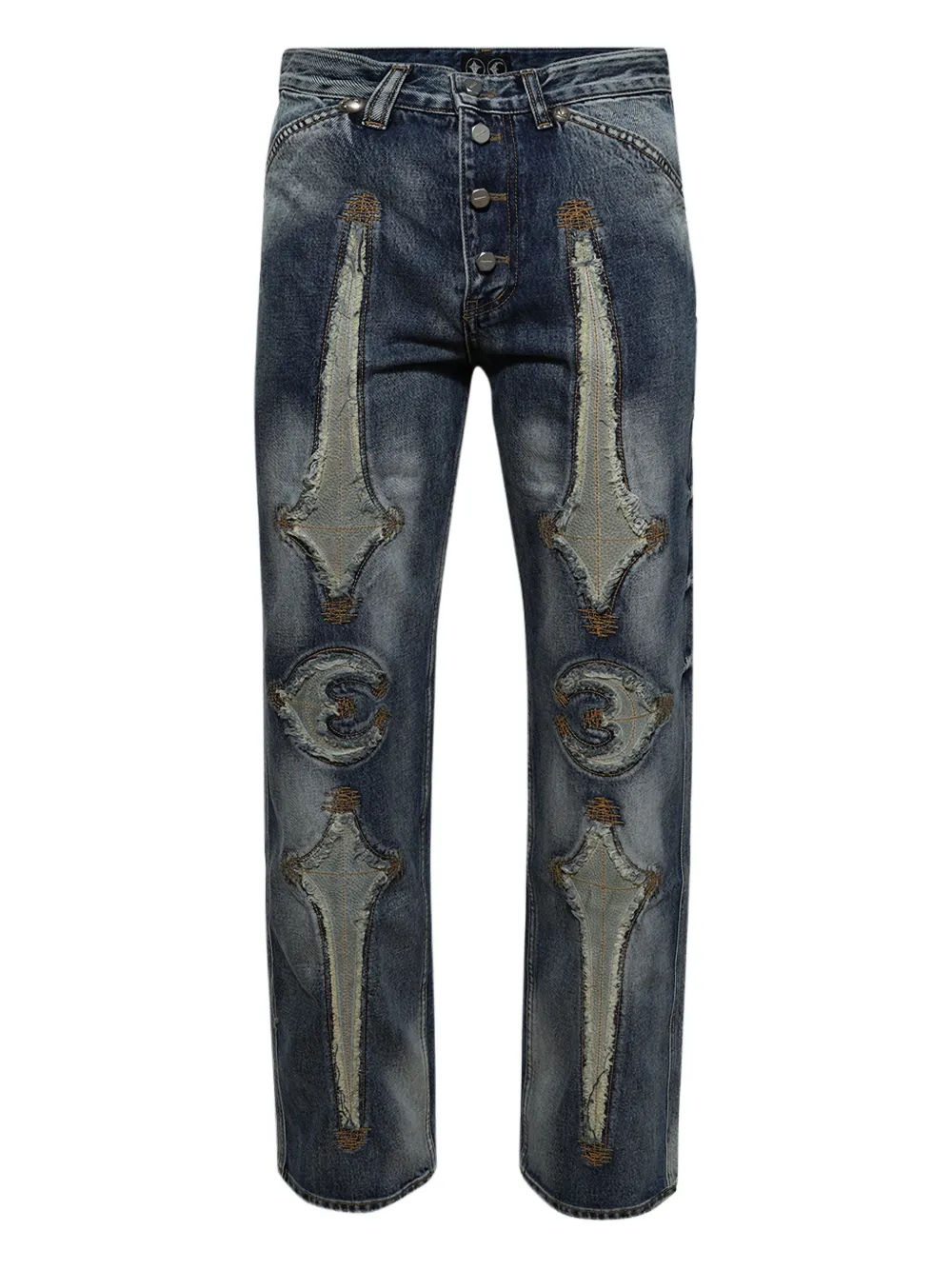 Thug Club Bone Button-fastening Jeans In Blue