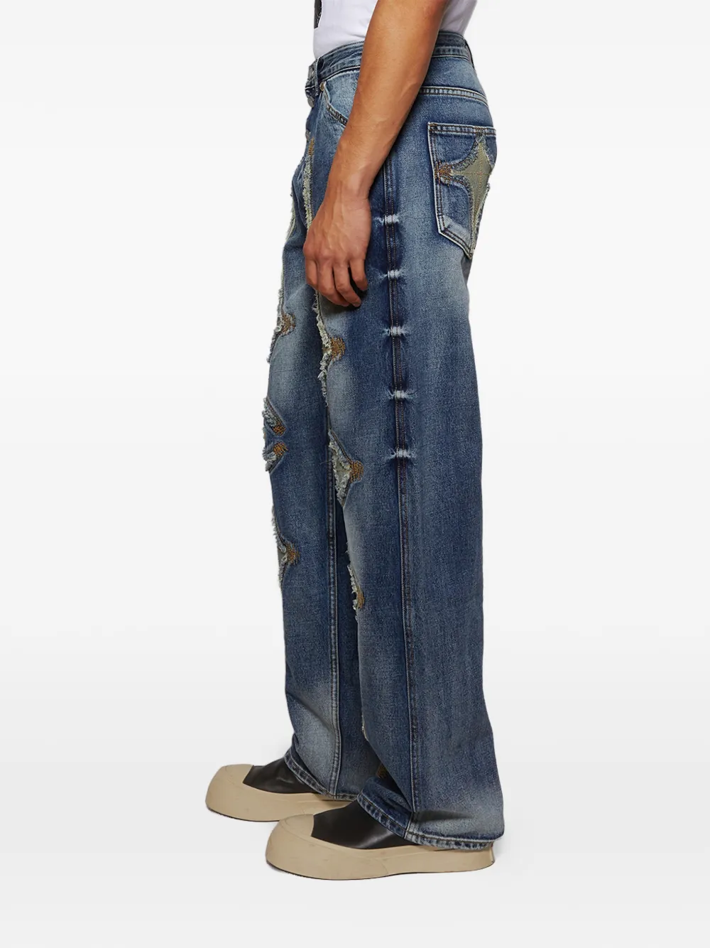 Thug Club Bone Button-fastening Jeans In Blue