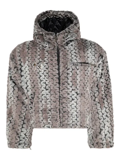 THUG CLUB Wavy faux-fur jacket