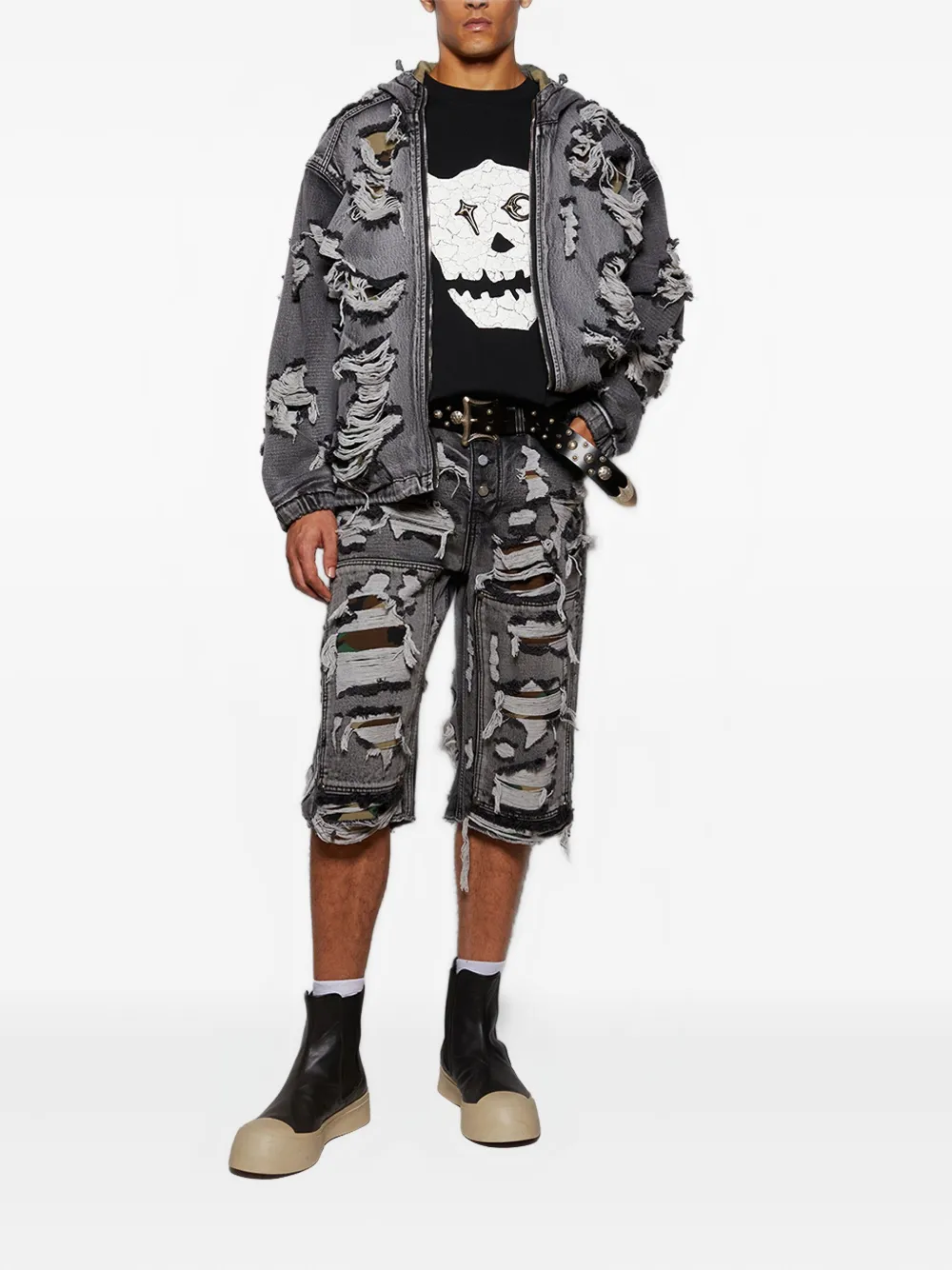 THUG CLUB Hell denim shorts - Grijs