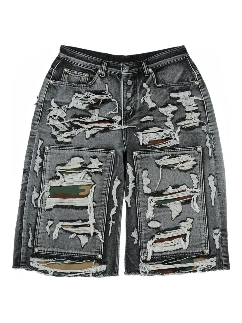 THUG CLUB Hell denim shorts - Grigio