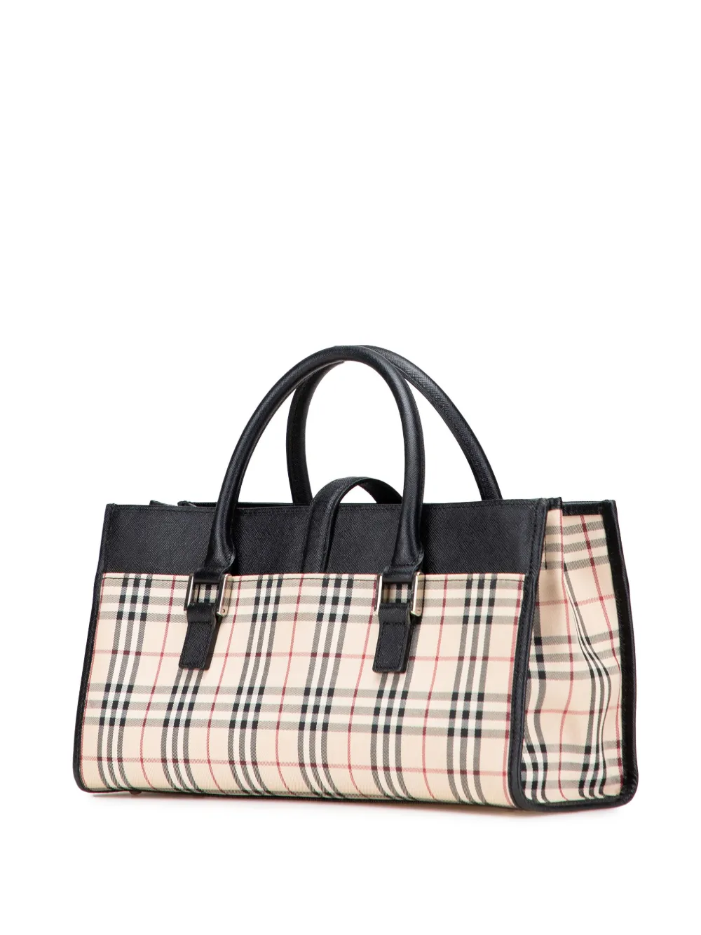 Pre-owned Burberry 2000-2017 House Check Canvas Handbag In Brown