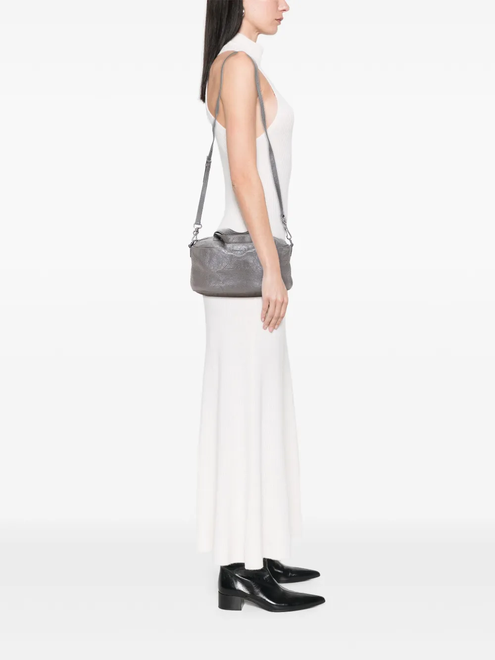 Pre-owned Balenciaga 2017 Leather Arena Air Hobo Satchel In Gray
