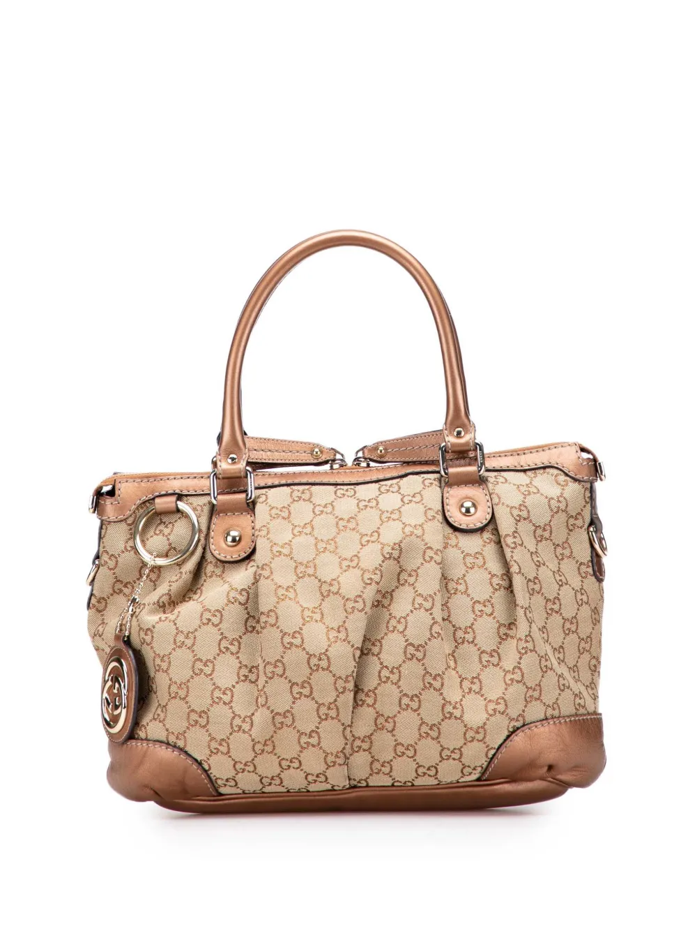 Pre-owned Gucci 2000-2015 Gg Canvas Sukey Satchel In Brown