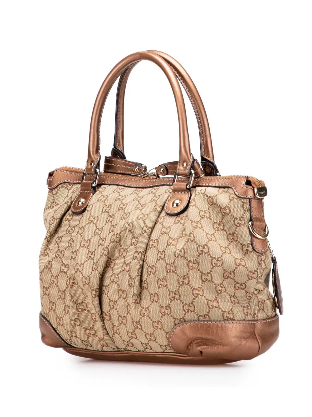 Pre-owned Gucci 2000-2015 Gg Canvas Sukey Satchel In Brown