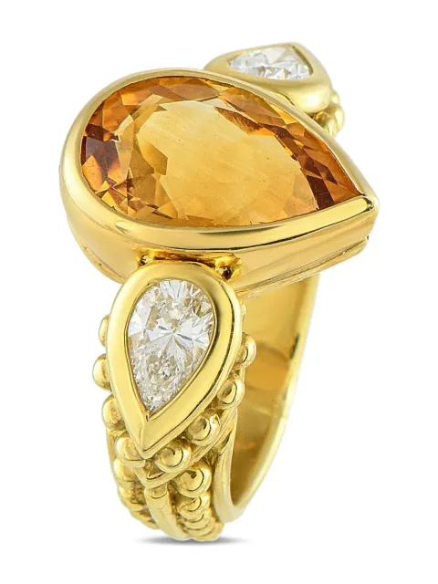 Judith Ripka 18K yellow gold citrine and diamond ring