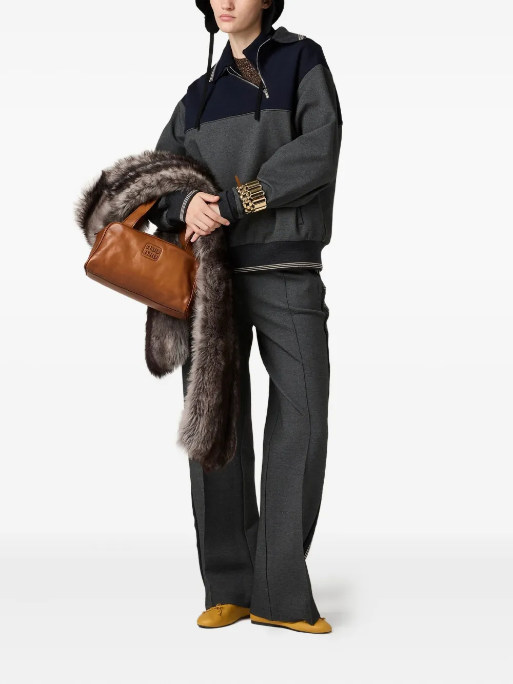 Miu Sweater met polokraag en rits Grijs