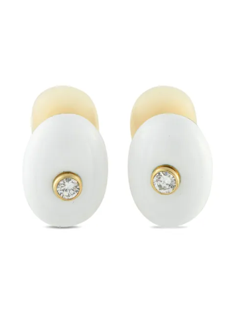 David Webb 18K yellow gold diamond and enamel earrings