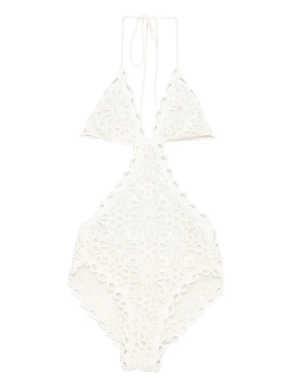 Norma Kamali floral-lace swimsuit - ニュートラル Norma Kamali floral-lace swimsuit - ニュートラル