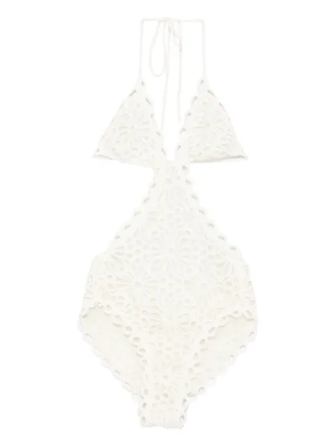 Norma Kamali floral-lace swimsuit
