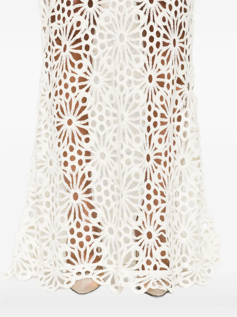 Norma Kamali Obie Floral-lace Maxi Skirt In White