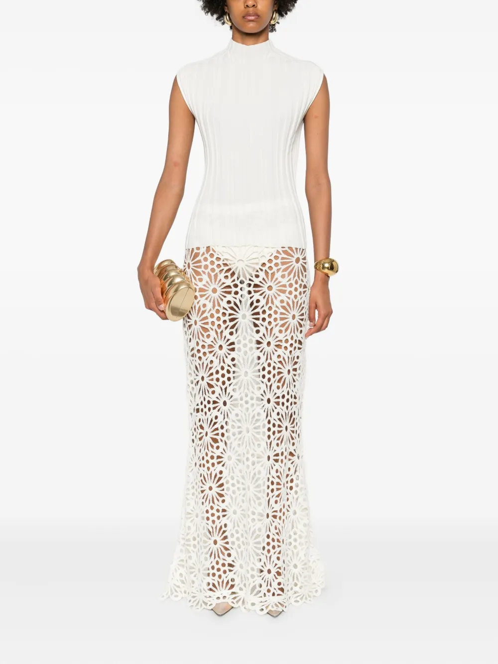 Norma Kamali Obie maxi-rok met bloemenkant - Beige
