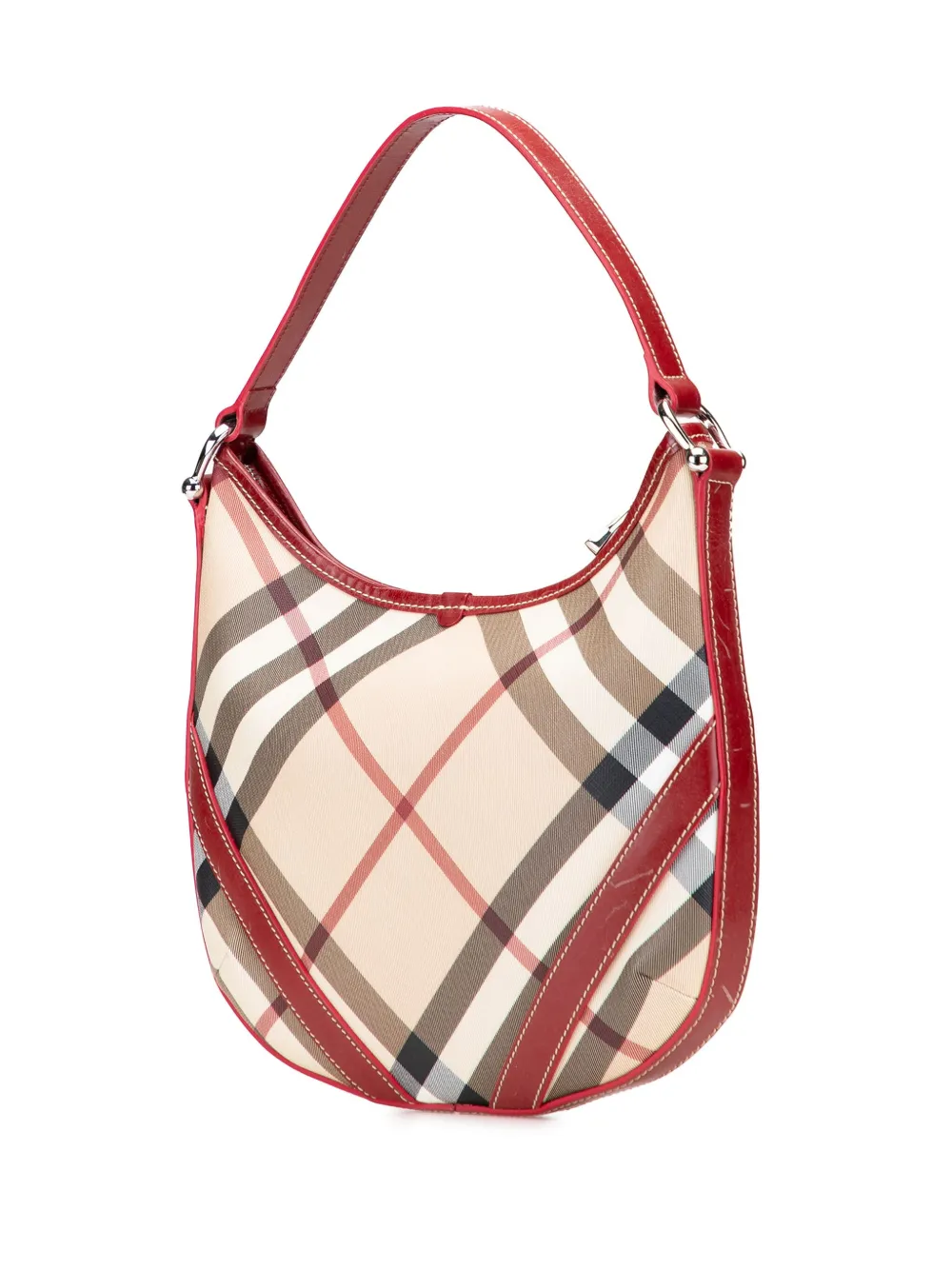 Pre-owned Burberry 2000-2017 Supernova Check Coated Canvas Larkin Hobo Bag In Brown