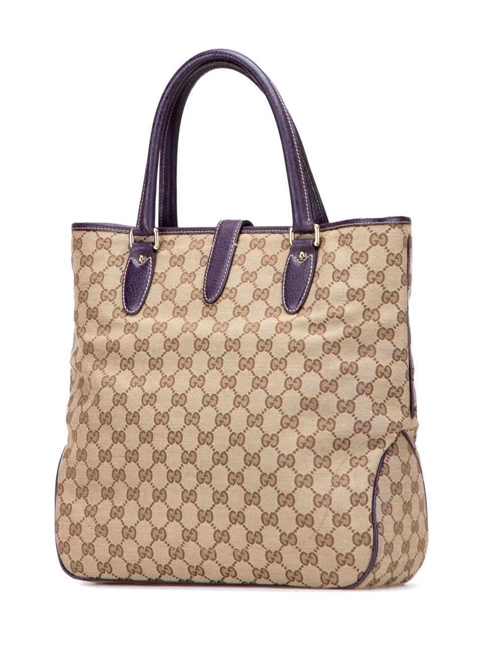 Pre-owned Gucci 2000-2015 Gg Canvas Jackie Piston Lock Tote Bag In Brown